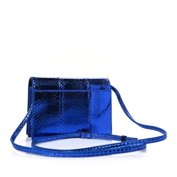 YSL crossbody Metallic Ayers Monogram Toy Kate Strap Wallet Blue Black - Picture 2 of 6